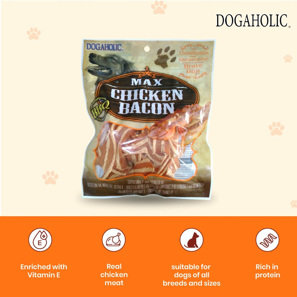 Dogaholic Max Barbeque Chicken Bacon Strips Dog Treats