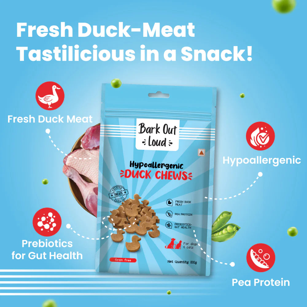 Bark Out Loud Hypoallergenic Duck Meat Treats for Cats and Dogs