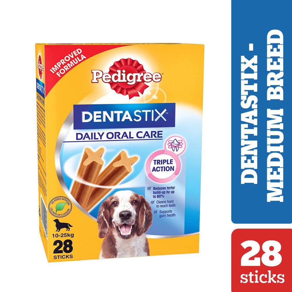 Pedigree Dentastix Oral Care for Adult (Medium Breed of 10 to 25 kg) Treats, Fofos Avocado Treat Toy and Drools Non Toxic Rubber Stud Spike Hard Ball Chew Teething Toy for Dogs Combo