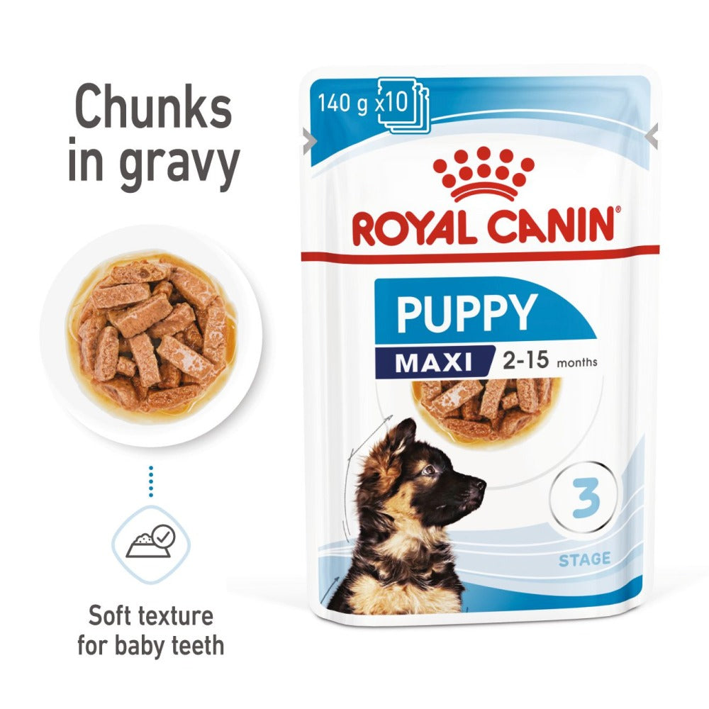 Royal Canin Giant Puppy Dry Food and Maxi Puppy Dog Wet Food Combo