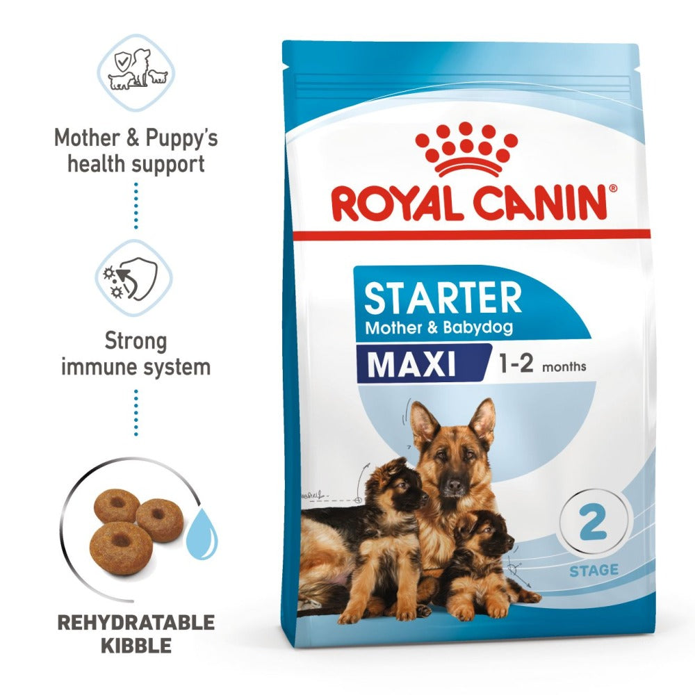 Royal Canin Maxi Starter Dry Food and Maxi Puppy Dog Wet Food Combo