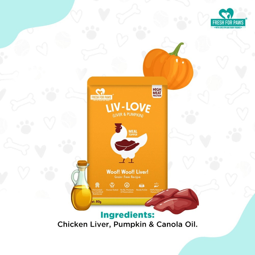 Fresh For Paws Chicken Liver Pumpkin Liv Love & Chicken Liver Carrot Liv Love Supplement for Dogs