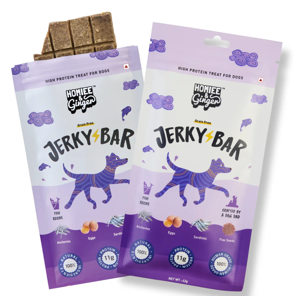 Homiee & Ginger Grain Free Fish Jerky Bar Dog Treats