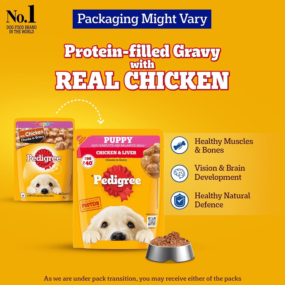 Pedigree Chicken & Liver Chunks in Gravy Puppy Wet Dog Food