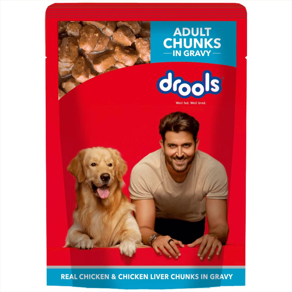 Drools Real Chicken & Chicken Liver Chunks in Gravy Adult Dog Wet Food