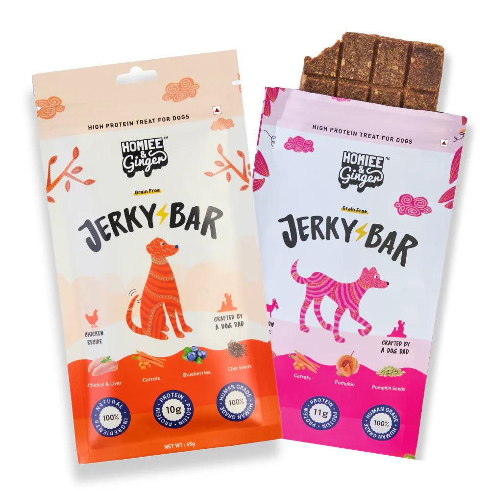 Homiee & Ginger Air Dried Grain Free Chicken and Mutton Jerky Bar Dog Treats Combo