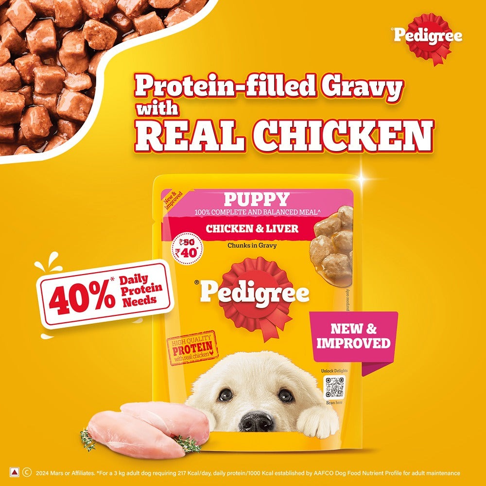 Pedigree Chicken & Liver Chunks in Gravy Puppy Wet Dog Food