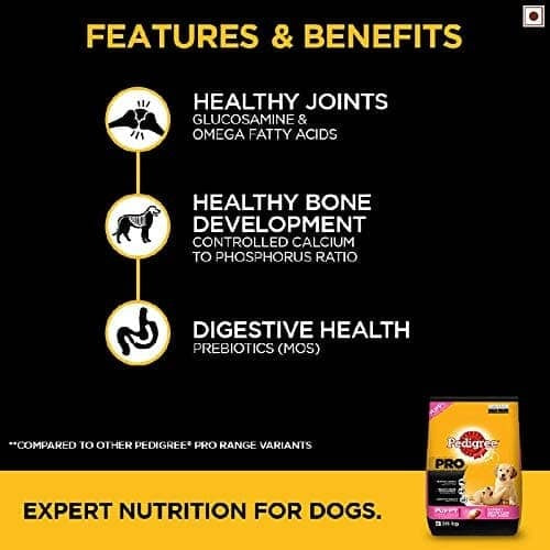 Pedigree PRO Expert Nutrition for Large Breed Puppy Dry and Chicken Chunks in Gravy Puppy Wet Food Combo