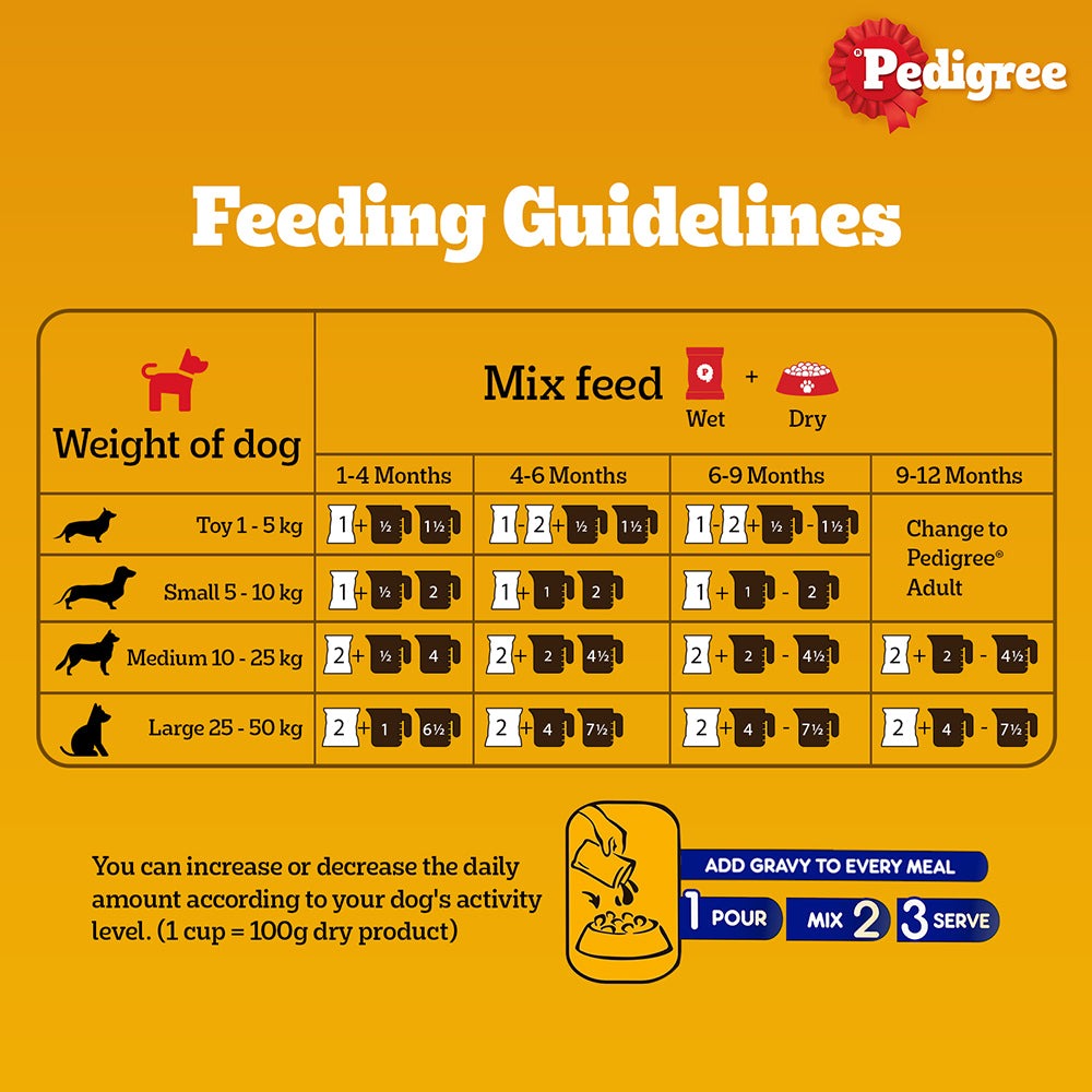 Pedigree PRO Expert Nutrition for Large Breed Puppy (3 to 18 Months) Dry Food and Pedigree Chicken & Liver Chunks in Gravy Puppy Wet Food Combo for Dogs