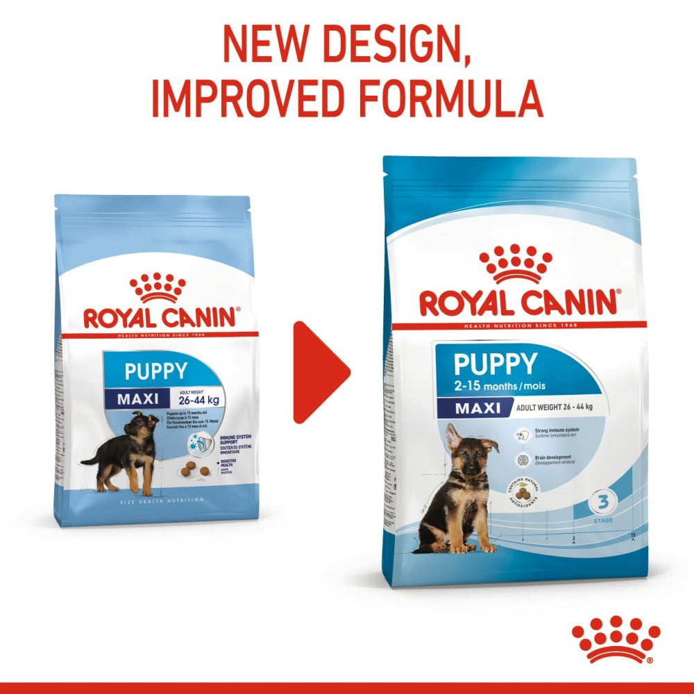 Royal Canin Maxi Puppy Dry Food and Furlicks Gut Health Supplement Combo for Dogs