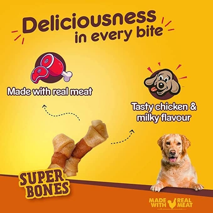 Pedigree Ranchos Spiral Wrap Chicken & Smokey Lamb and Ranchos Super Bones Chicken & Milk Dog Treats Combo