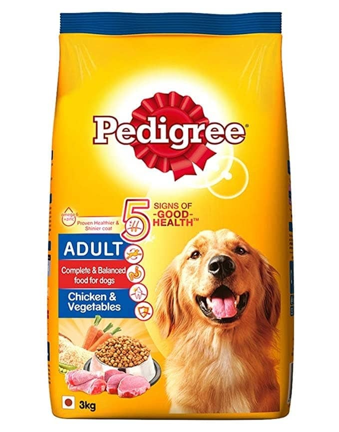 Pedigree Chicken and Vegetables Dry and Chicken and Liver Chunks in Gravy Wet Adult Dog Food Combo