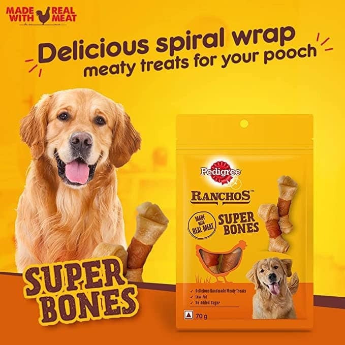 Pedigree Ranchos Spiral Wrap Chicken & Smokey Lamb and Ranchos Super Bones Chicken & Milk Dog Treats Combo