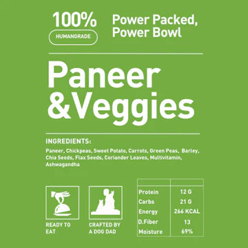 Homiee & Ginger Power Bowl Paneer & Veggies Fresh Food for Dogs