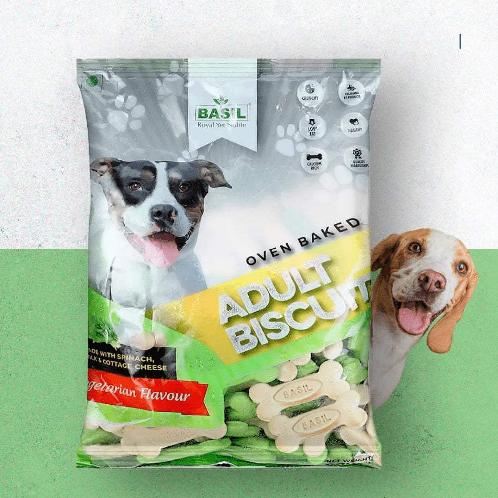 Basil Veg Bone Shaped Adult Dog Biscuits