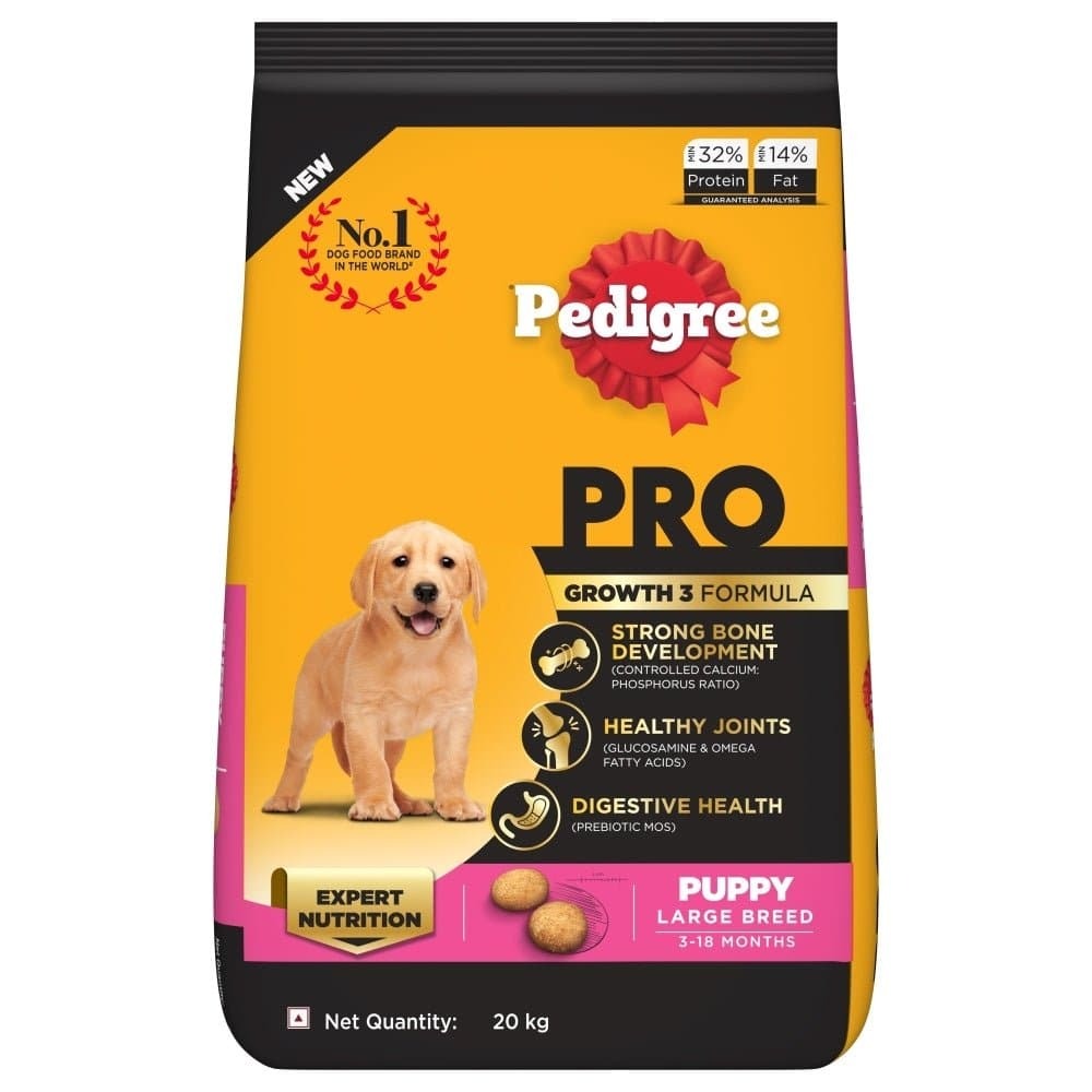 Pedigree PRO Expert Nutrition for Large Breed Puppy Dry and Chicken Chunks in Gravy Puppy Wet Food Combo