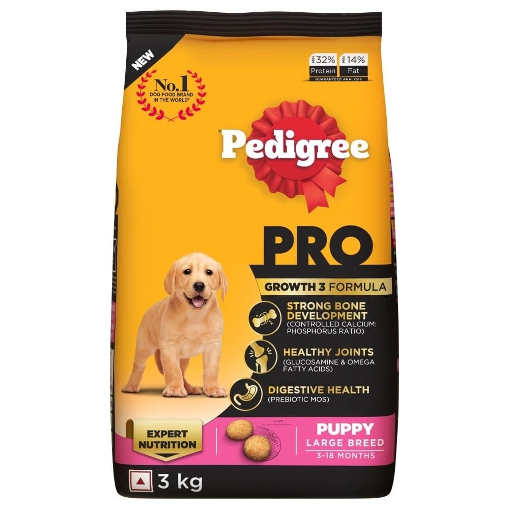 Pedigree PRO Expert Nutrition for Large Breed Puppy (3 to 18 Months) Dry Food and Pedigree Chicken & Liver Chunks in Gravy Puppy Wet Food Combo for Dogs