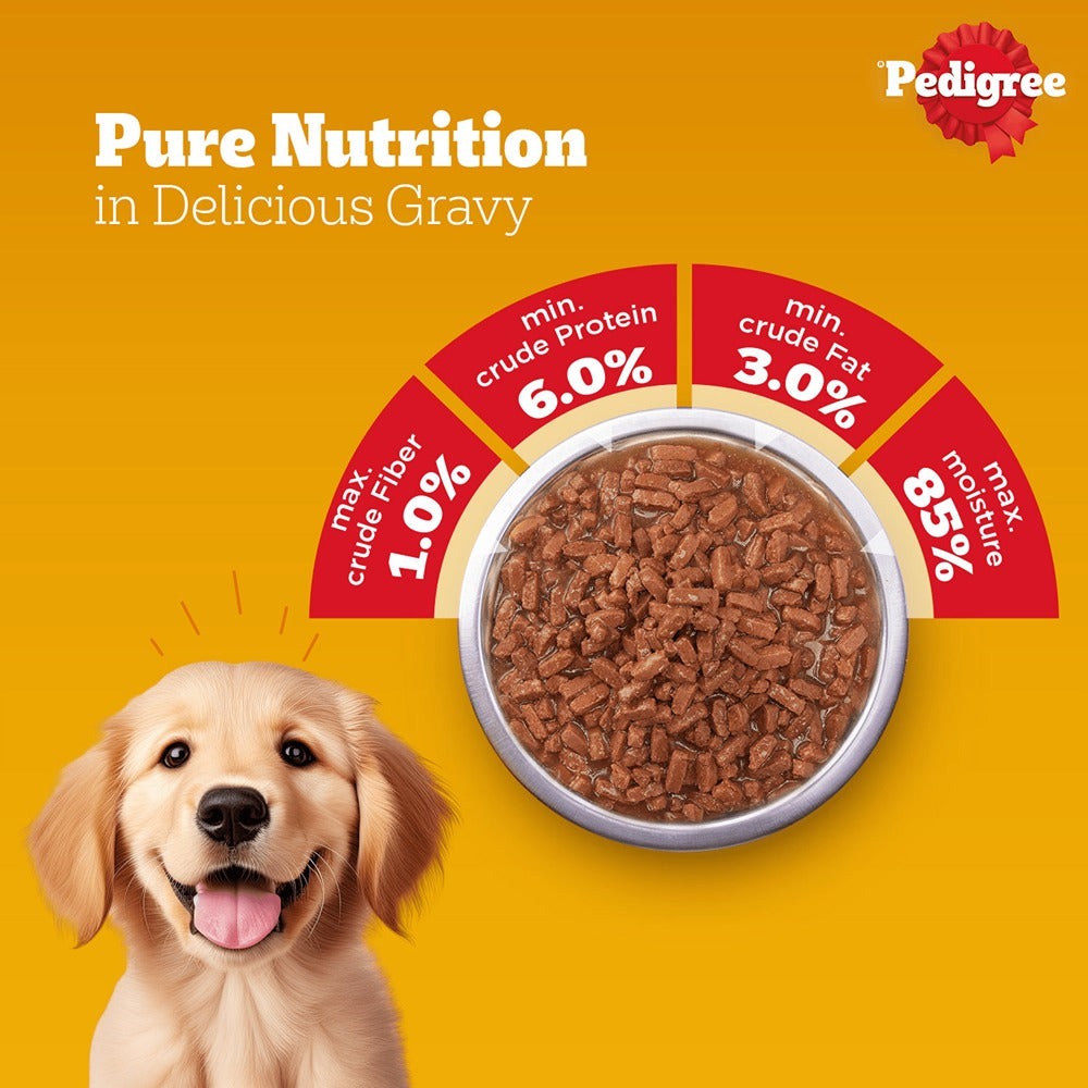 Pedigree PRO Expert Nutrition for Large Breed Puppy (3 to 18 Months) Dry Food and Pedigree Chicken & Liver Chunks in Gravy Puppy Wet Food Combo for Dogs