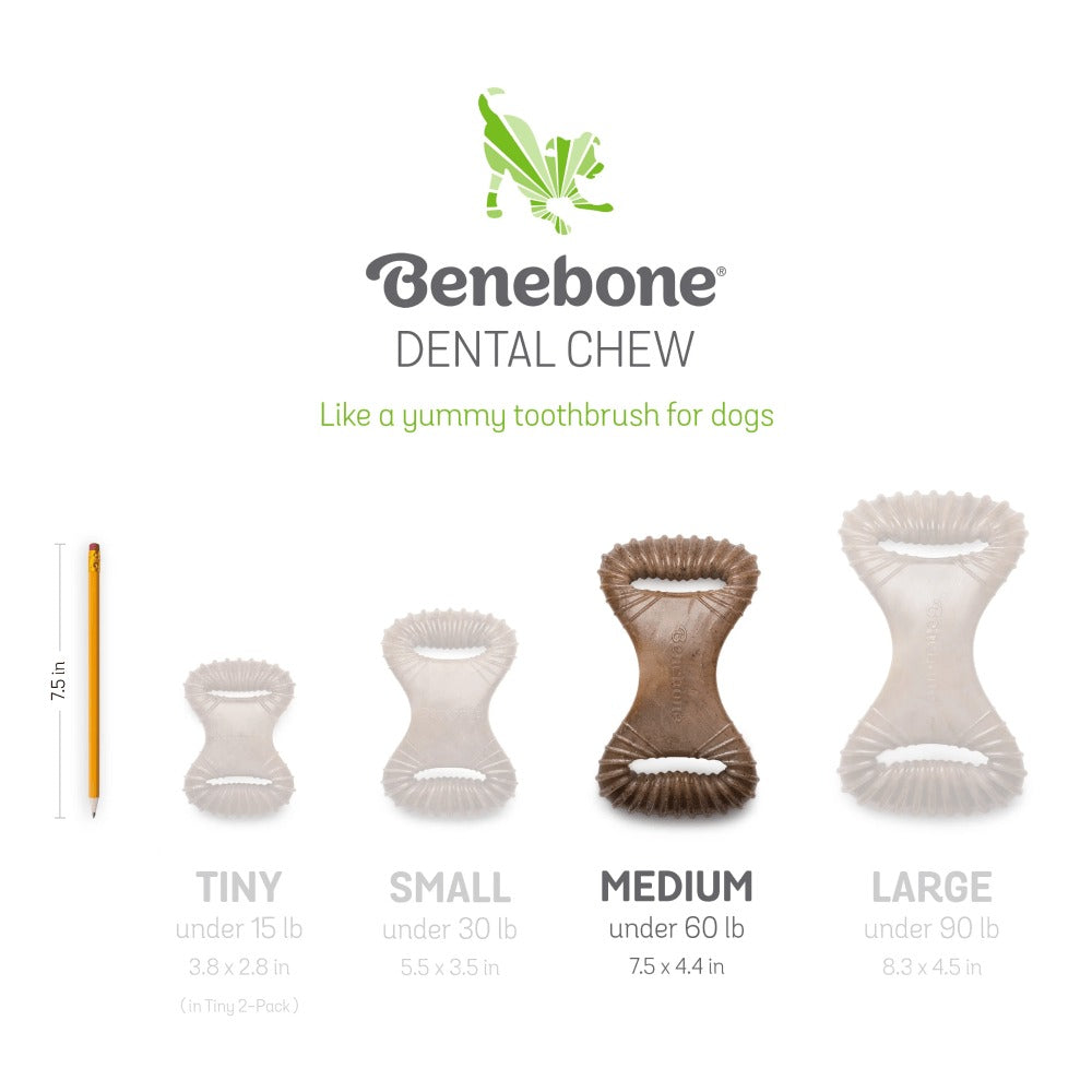 Gnawlers Defense Dent Dental Care Chew Bones & Benebone Bacon Flavored Dental Chew Toy Combo for Dogs