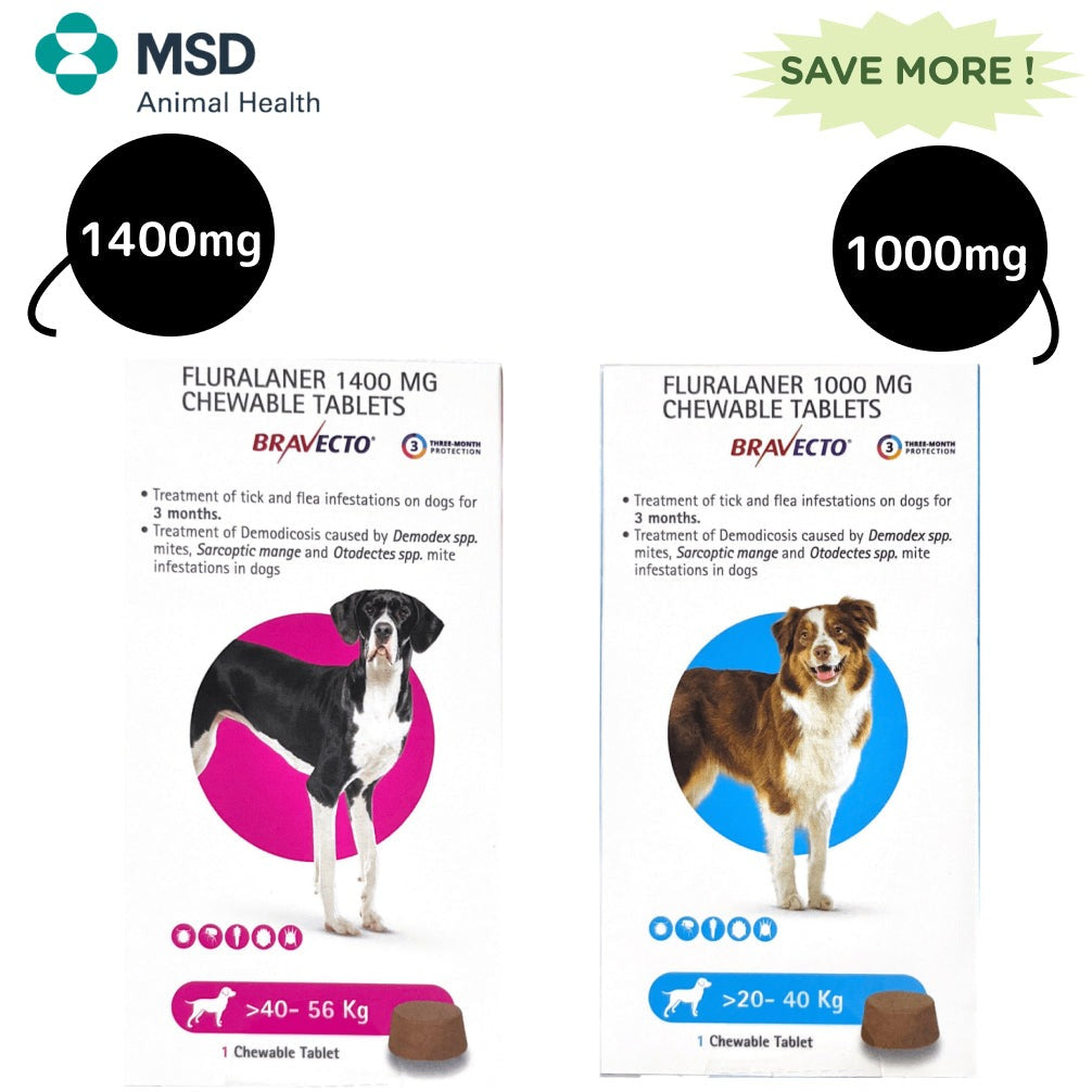 MSD Animal Health Bravecto Tablet 20-40 kg and 40-56 kg Combo