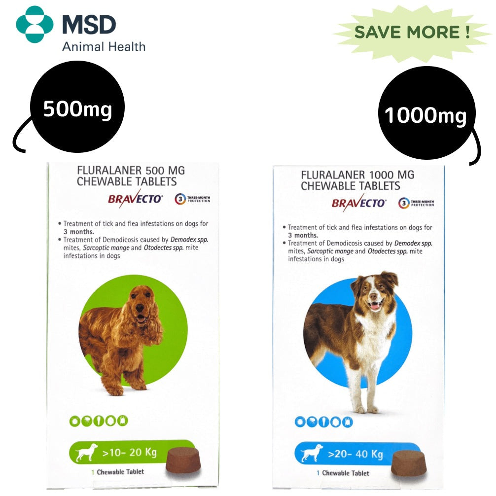 MSD Animal Health Bravecto Tablet 10-20 kg and 20-40 kg Combo