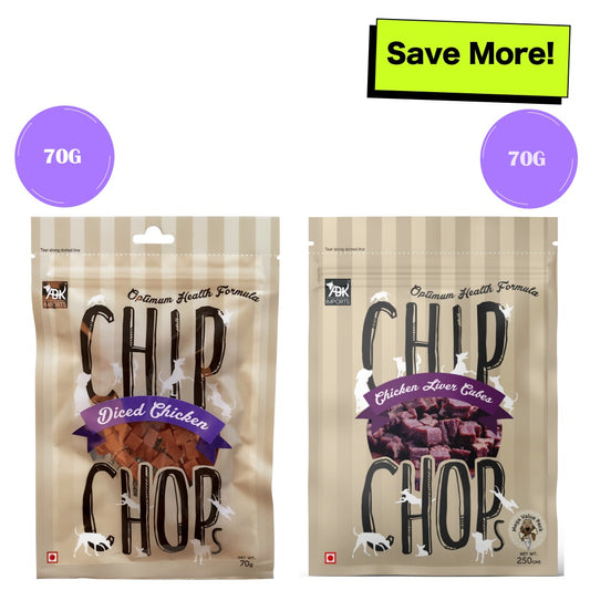 Chip Chops Chicken Liver Cubes and Diced Chicken Dog Treats Combo