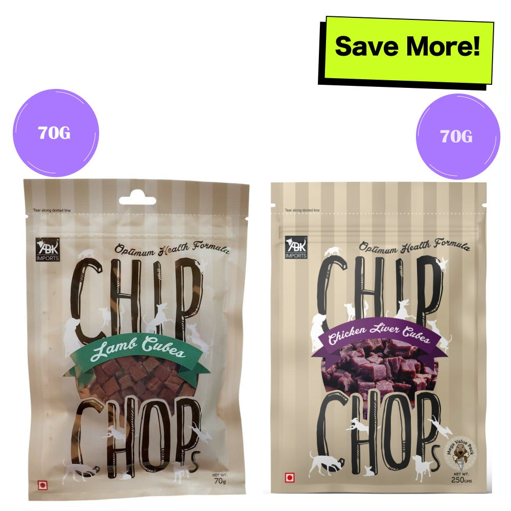 Chip Chops Lamb Cubes and Chicken Liver Cubes Dog Treats Combo