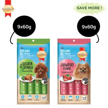 SmartHeart Chicken & Strawberry and Chicken & Spinach Creamy Treat for Dogs Combo