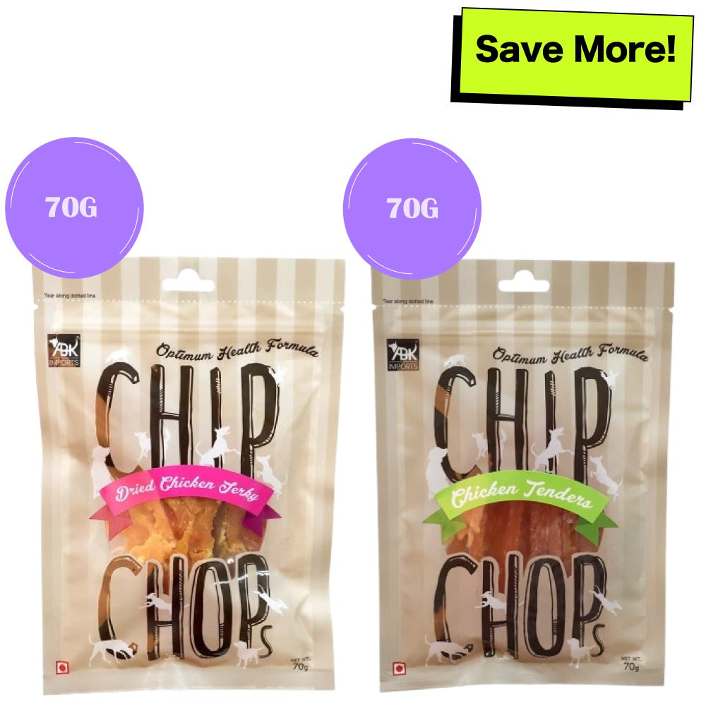 Chip Chops Sun Dried Chicken and Chicken Tenders Jerky Dog Treats Combo