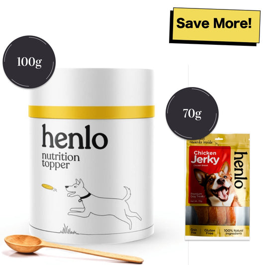 Henlo Everyday Topper for Home Cooked Food and Chicken Jerky Treats for Dogs Combo