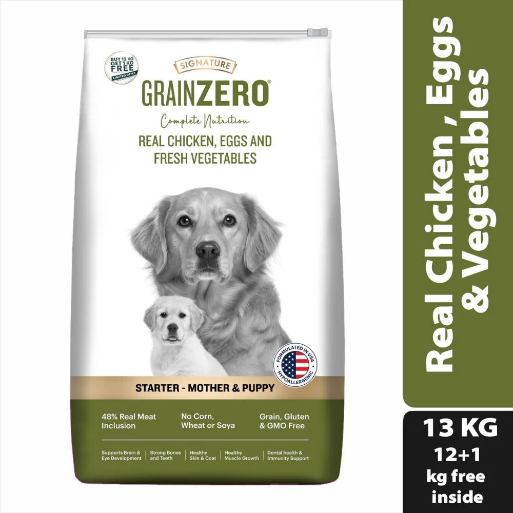 Signature Grain Zero Real Chicken, Egg and Vegetables Mother and Puppy Starter Dog Dry Food