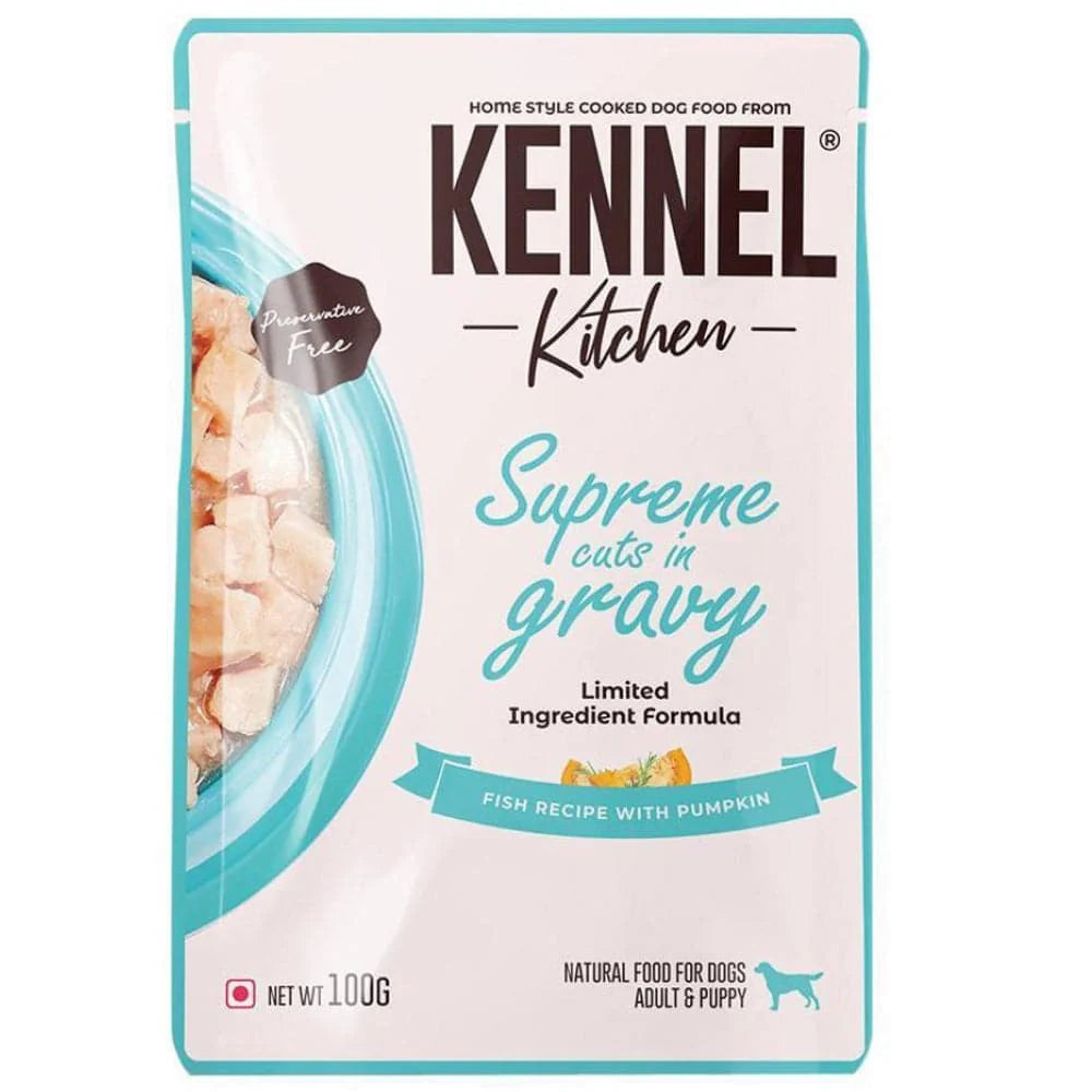 Kennel Kitchen Supreme Cuts in Gravy Fish Recipe with Pumpkin Puppy & Adult Dog Wet Food (All Life Stage)