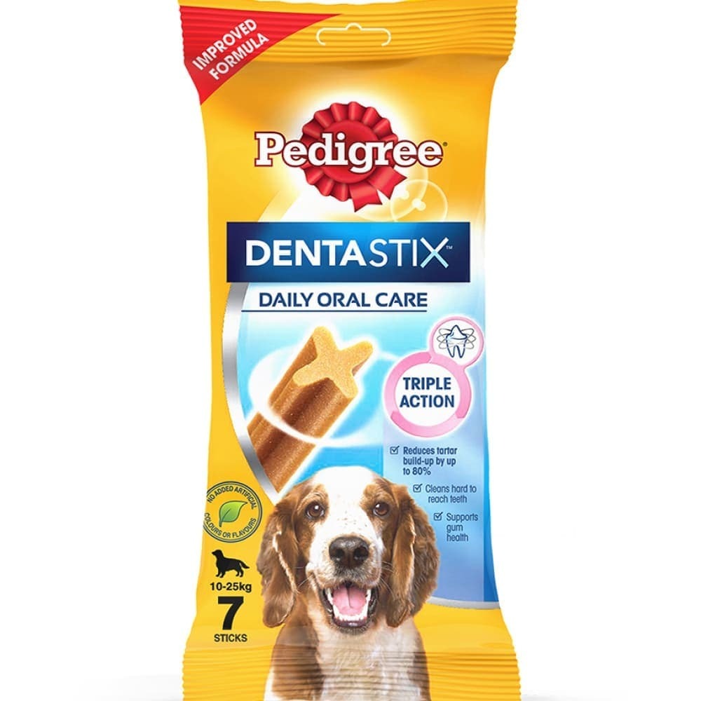 Pedigree Dentastix Oral Care Treats for Adult Medium Breeds (10-25 kg), Fofos Flexy yellow & grey Ultra Bounce Ball Toy & Basil Squeaky Orange Rubber Ball Toy Combo for Dogs