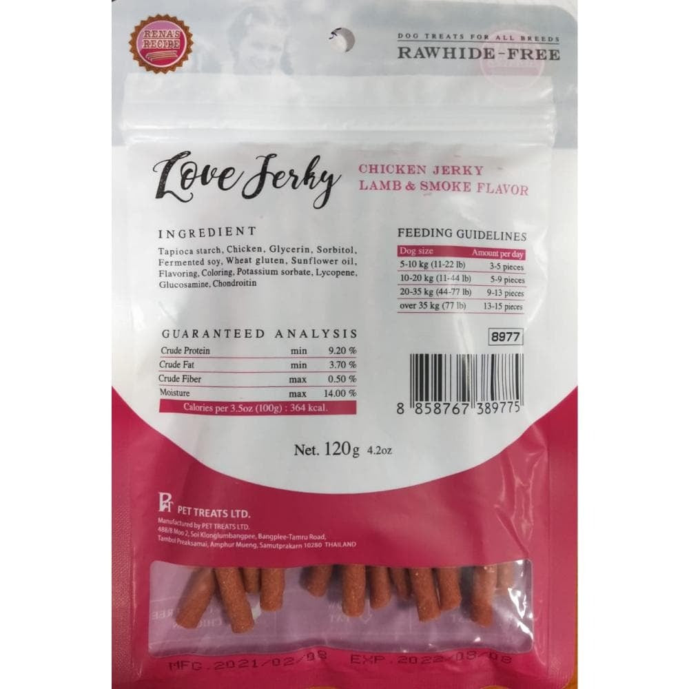 Rena Love Jerky Lamb and Smoke Flavour Chicken Jerky Dog Treats