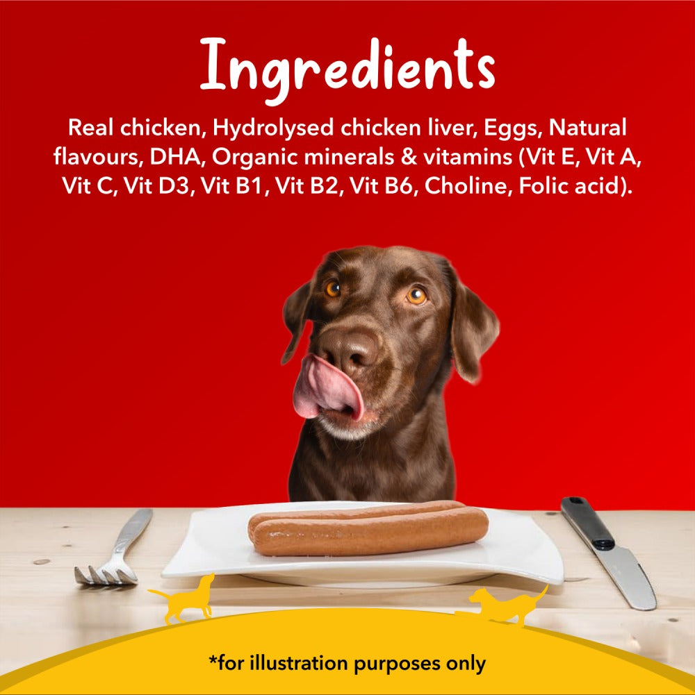 Drools Real Chicken Sausage Treats & Outward Hound Nina Ottosson Brick Game (Blue Level 2) Combo for Dogs