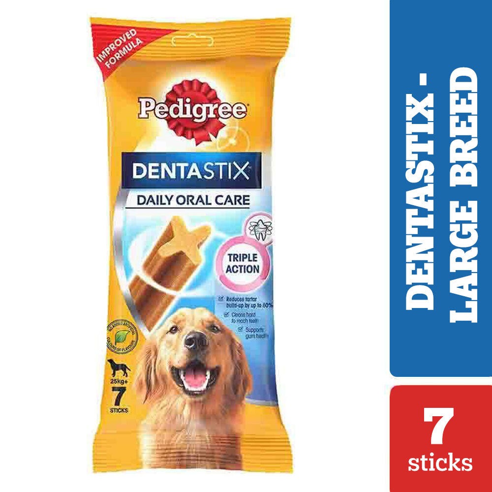 Pedigree Dentastix Oral Care for Adult (Large Breed of 25 kg+) Treats, Basil Teething Ring Chew Toy and Pet Vogue Bouncy Rubber Ball for Dogs Combo