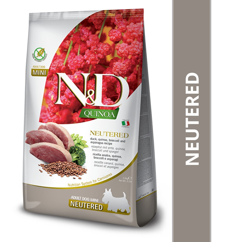 Farmina N&D Neutered Quinoa Duck, Broccoli & Asparagus Adult Mini Dog Dry Food