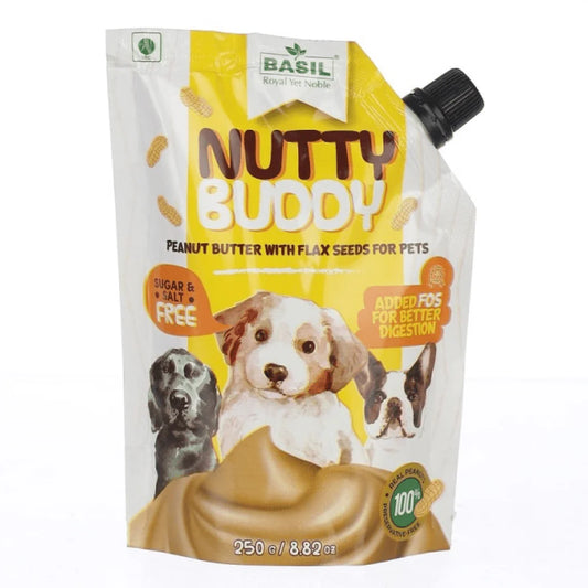 Basil Nutty Buddy Peanut Butter with Flax Seeds For Dogs