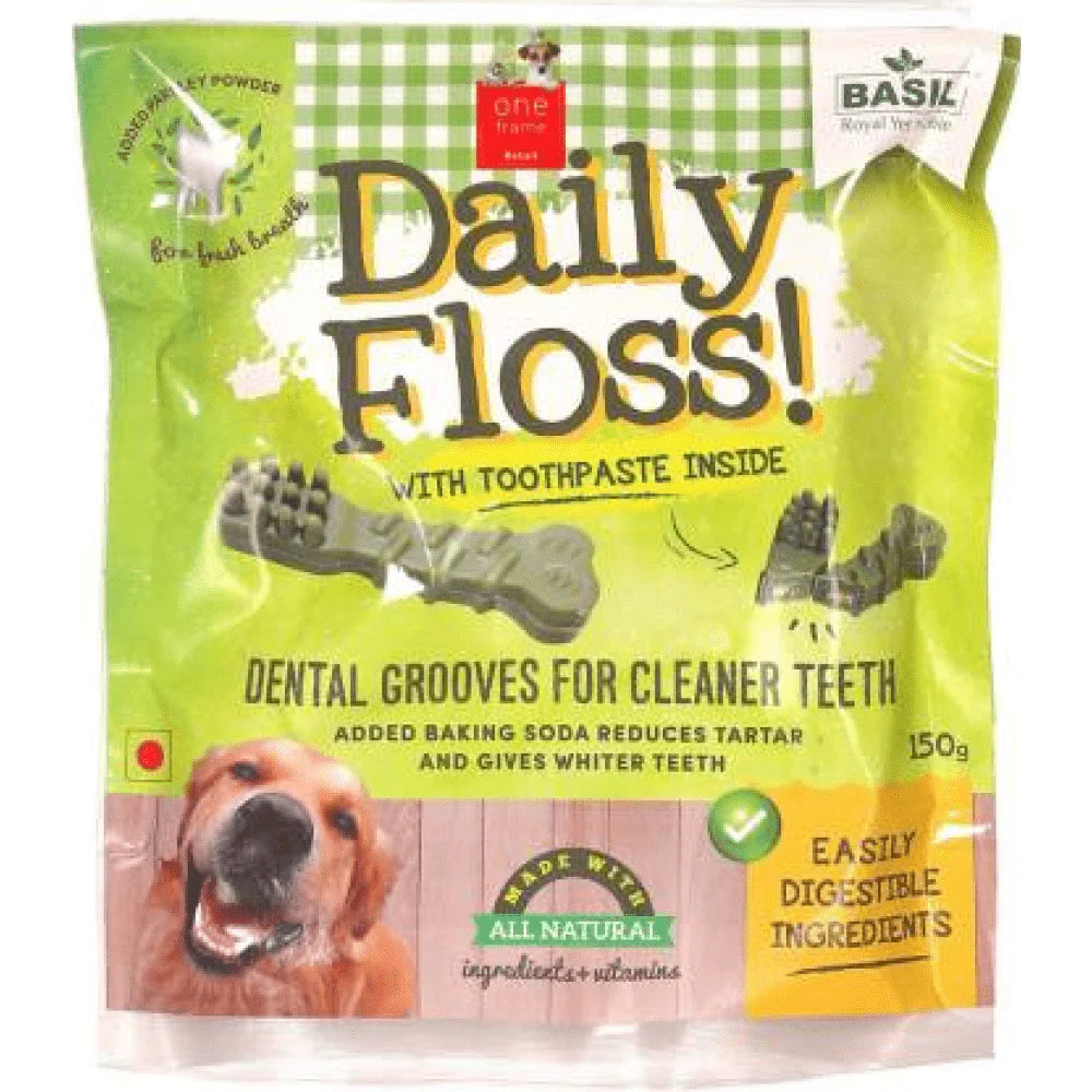 Basil Daily Floss with Toothpaste Stuffing Dog Treats