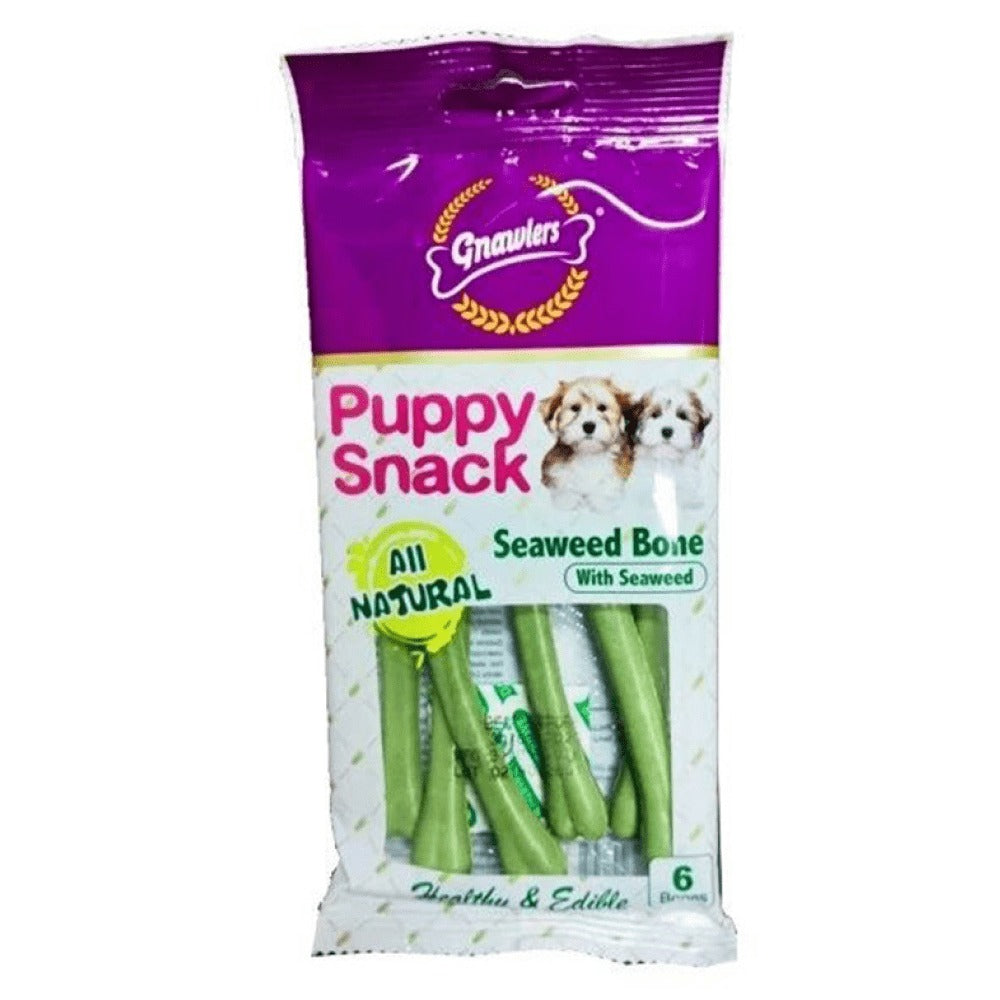 Gnawlers Puppy Snack Seaweed Bone Dog Treats