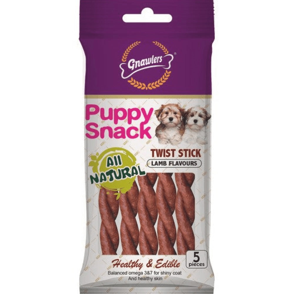 Gnawlers Puppy Snack Strip Chicken and Twist Stick Lamb Flavoured Dog Treats Combo