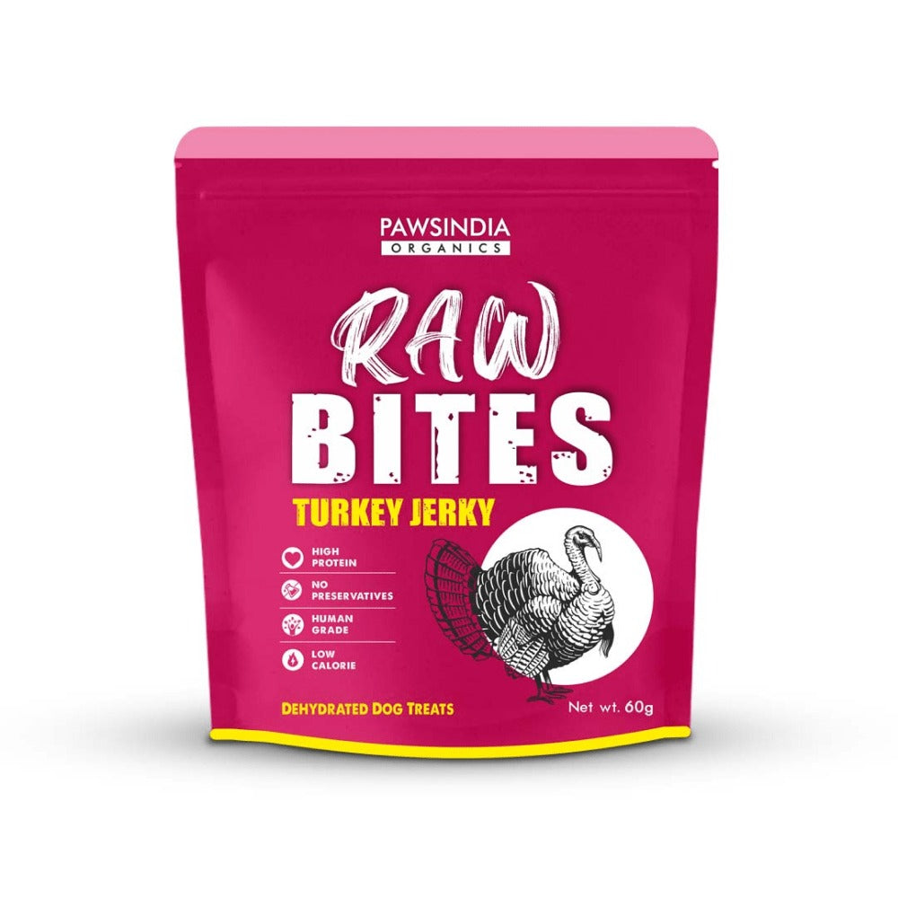 Pawsindia Organics Raw Bites Turkey Jerky Dog Treats