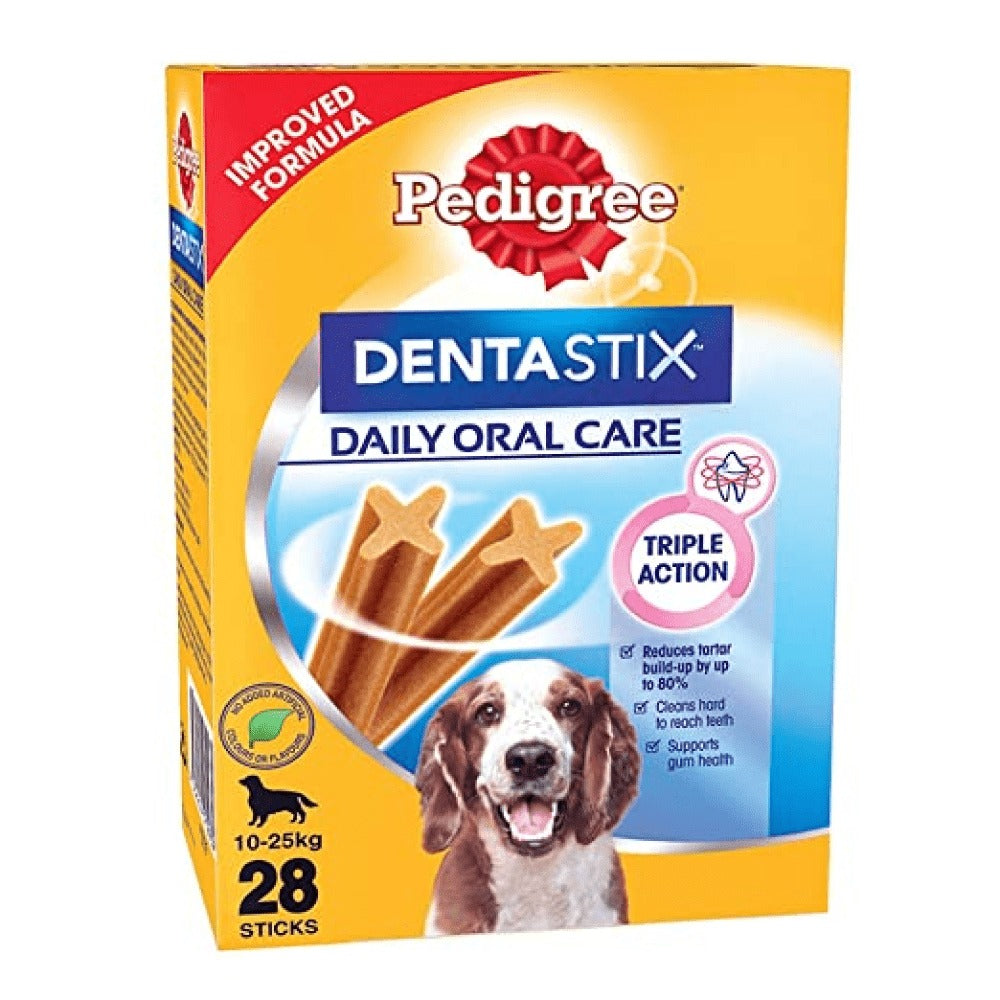 Pedigree Dentastix Oral Care for Adult (Medium Breed of 10 to 25 kg) Treats, Fofos Avocado Treat Toy and Drools Non Toxic Rubber Stud Spike Hard Ball Chew Teething Toy for Dogs Combo