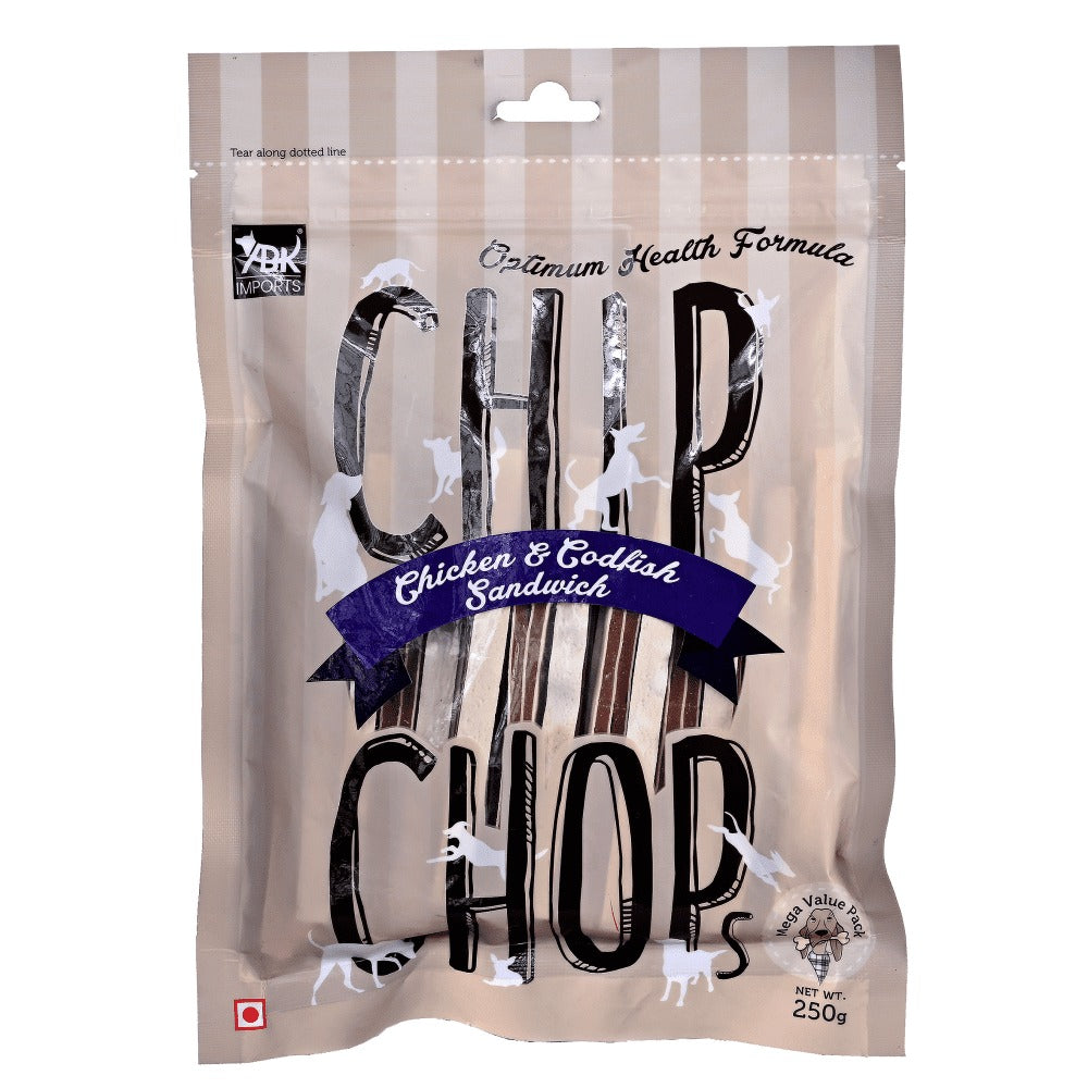 Chip Chops Fish on Stick, Diced Chicken and Chicken and Codfish Sandwich Dog Treats Combo (Pack of 3)