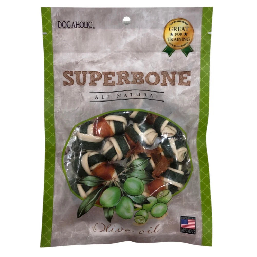 Superbone Chicken Knotted Bone with Olive Oil Dog Treat