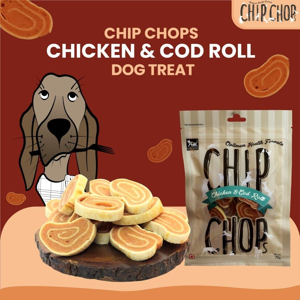 Chip Chops Chicken & Codfish Rolls, Diced Chicken and Chicken Tenders Dog Treats Combo