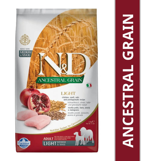 Farmina N&D Chicken & Pomegranate Ancestral Grain Light Adult Medium Maxi Dog Dry Food