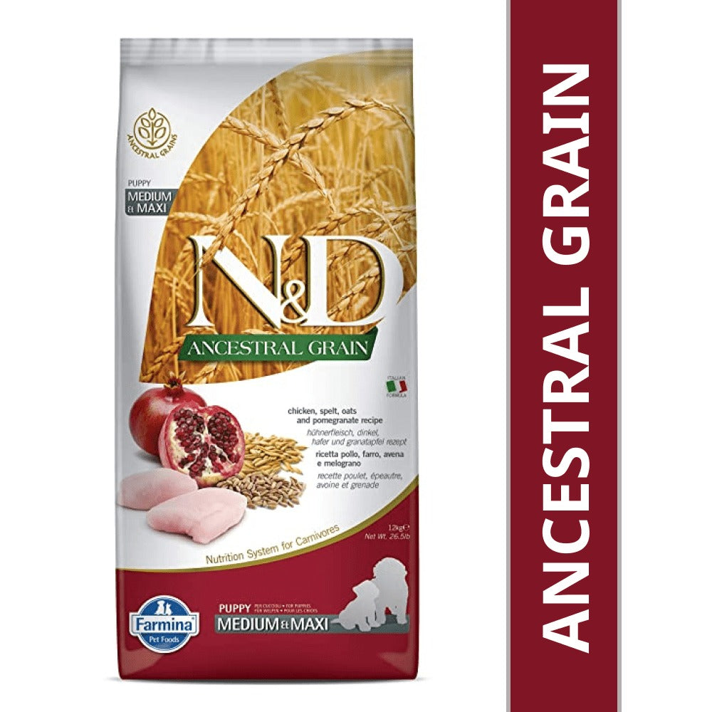 Farmina N&D Chicken & Pomegranate Ancestral Grain Puppy Medium Maxi Dog Dry Food