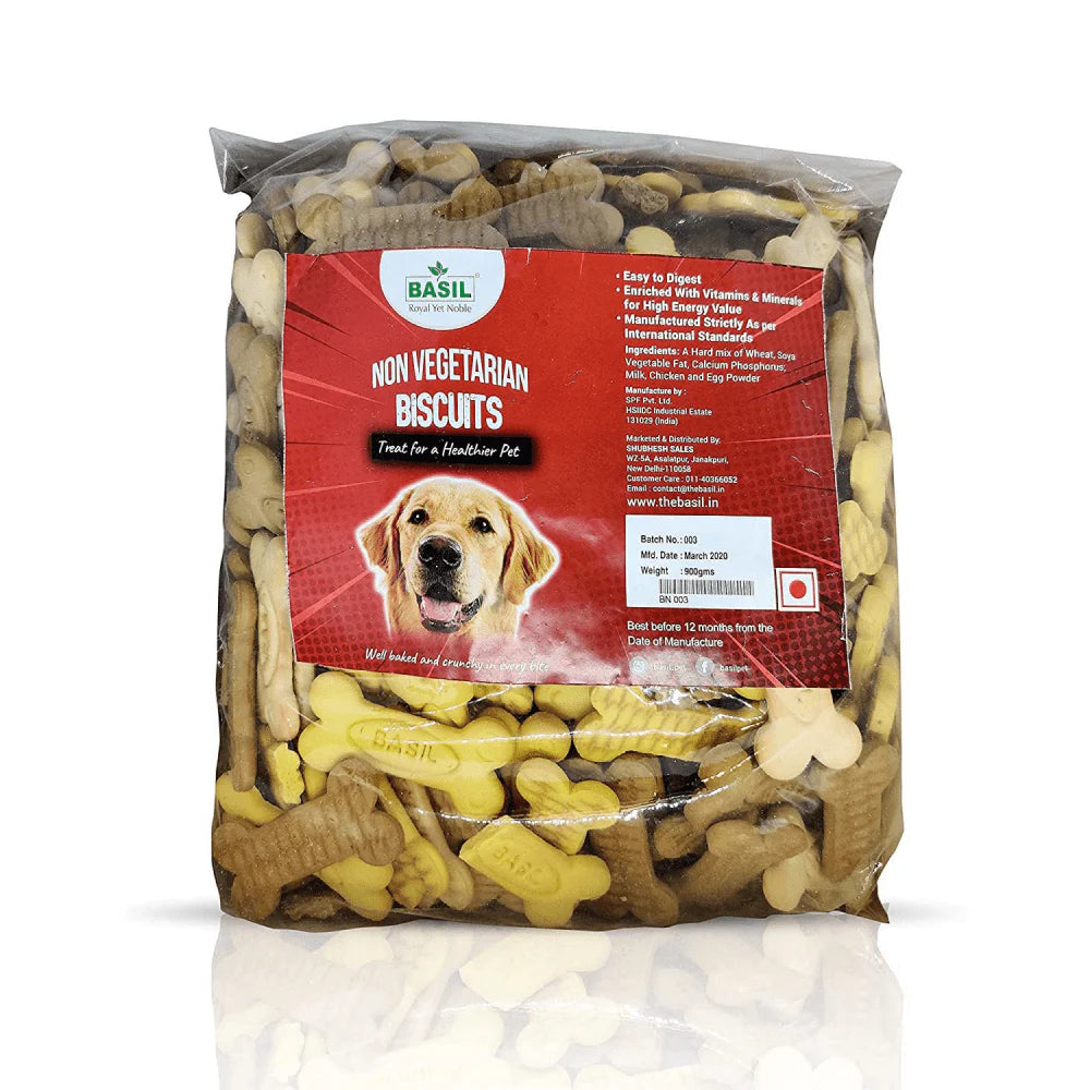 Basil Non Veg Bone Shaped Adult Dog Biscuits