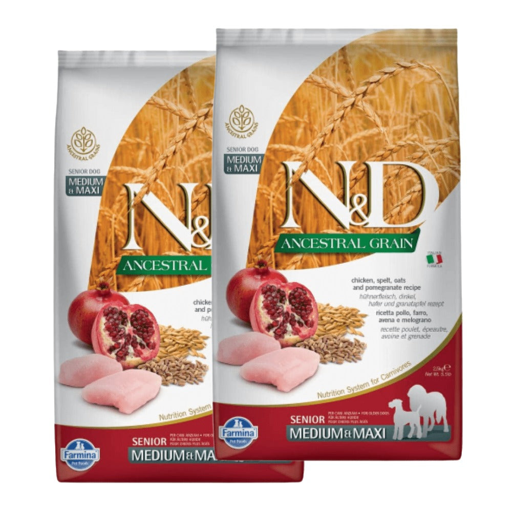 Farmina N&D Chicken & Pomegranate Ancestral Grain Senior Medium Maxi Dog Dry Food